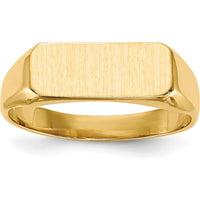 14K Yellow Gold Signet Ring with Polished & Satin Finish - Engravable, 13.5x5.5mm Top by 0