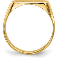 14K Yellow Gold Signet Ring with Polished & Satin Finish - Engravable, 13.5x5.5mm Top by 0