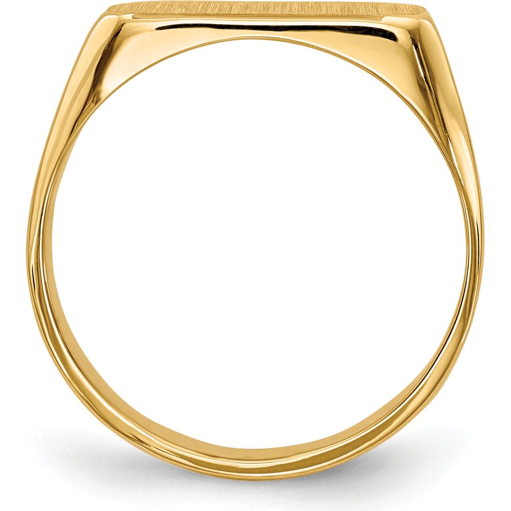 14K Yellow Gold Signet Ring with Polished & Satin Finish - Engravable, 13.5x5.5mm Top by 0