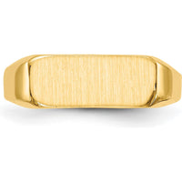14K Yellow Gold Signet Ring with Polished & Satin Finish - Engravable, 13.5x5.5mm Top by 0
