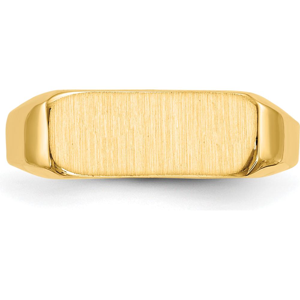 14K Yellow Gold Signet Ring with Polished & Satin Finish - Engravable, 13.5x5.5mm Top by 0