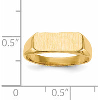 14K Yellow Gold Signet Ring with Polished & Satin Finish - Engravable, 13.5x5.5mm Top by 0