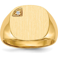 14K Yellow Gold Signet Ring with Round Diamond - 0.004ct by 0