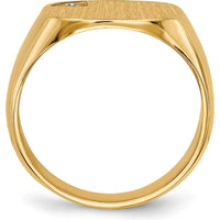14K Yellow Gold Signet Ring with Round Diamond - 0.004ct by 0