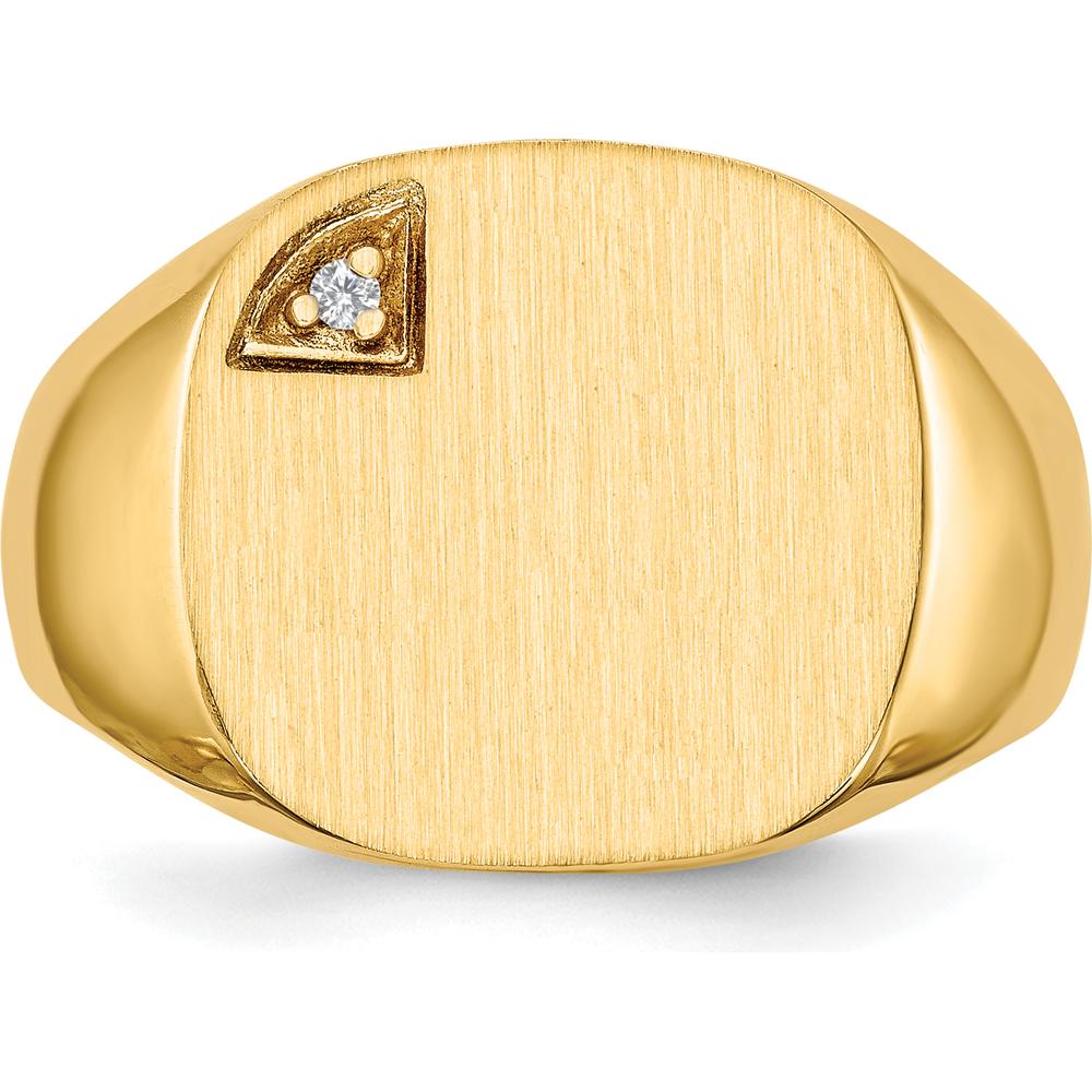 14K Yellow Gold Signet Ring with Round Diamond - 0.004ct by 0