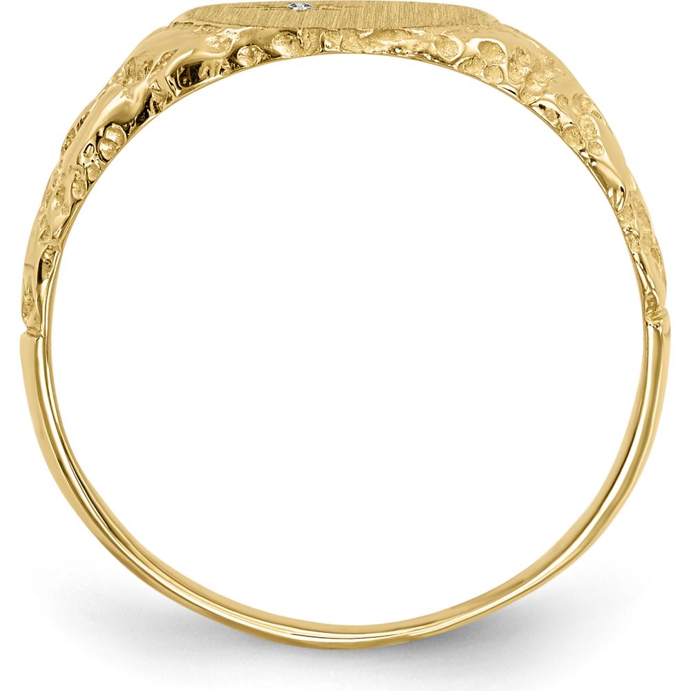 14K Yellow Gold Signet Ring with Round Diamond Accent - 0.004 Carat Diamond by 0
