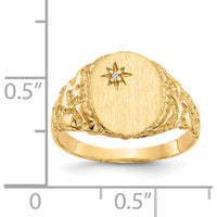 14K Yellow Gold Signet Ring with Round Diamond Accent - 0.004 Carat Diamond by 0