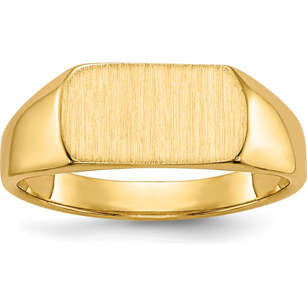 14K Yellow Gold Signet Ring with Satin & Polished Finish - 10x6mm Top by 0