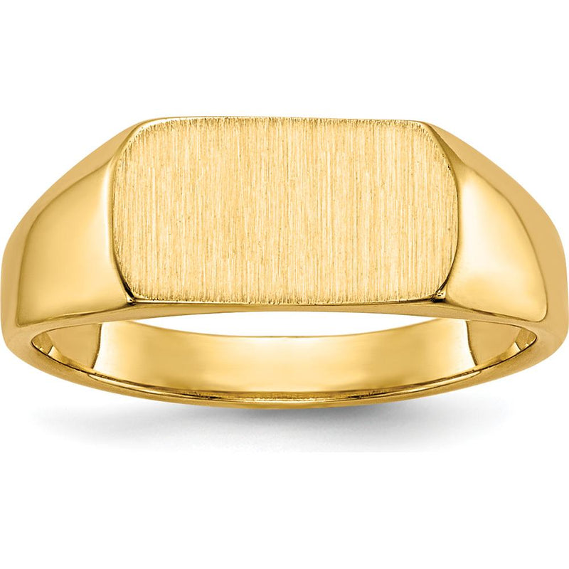 14K Yellow Gold Signet Ring with Satin & Polished Finish - 10x6mm Top by 0