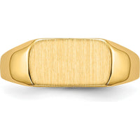 14K Yellow Gold Signet Ring with Satin & Polished Finish - 10x6mm Top by 0