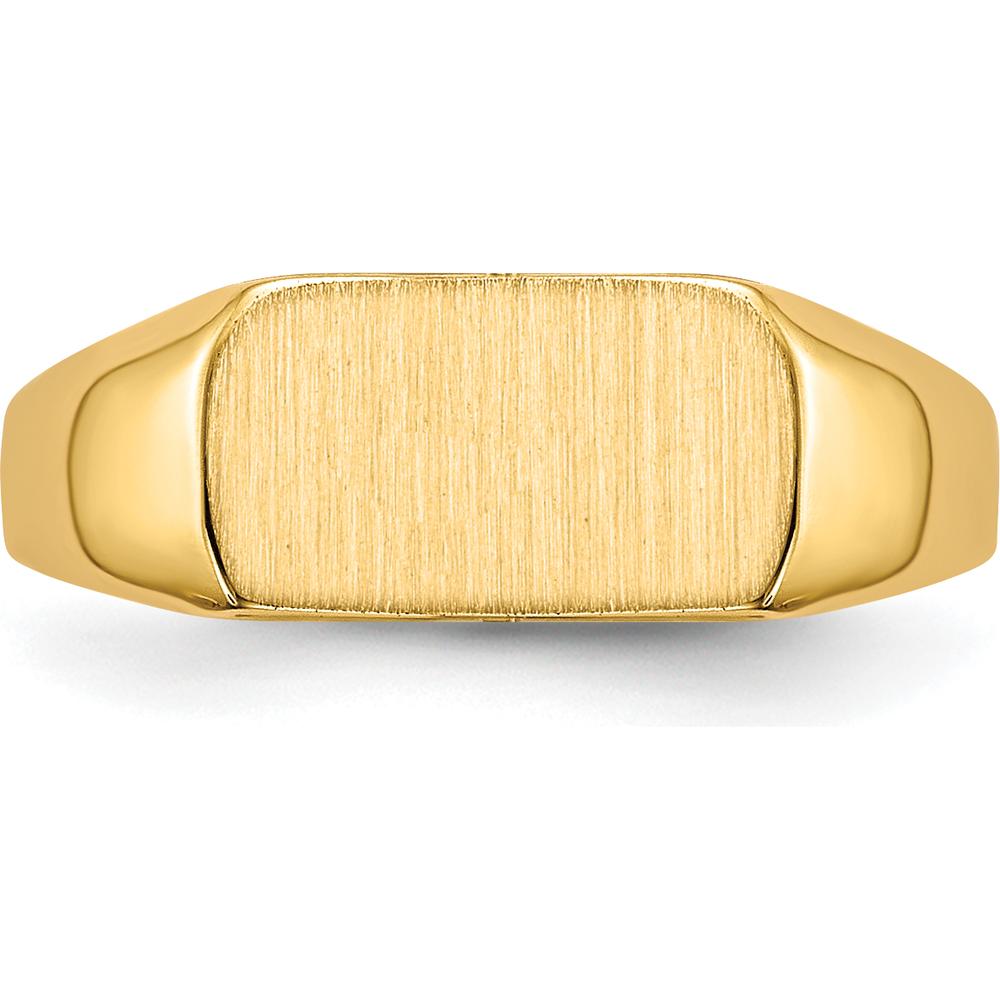 14K Yellow Gold Signet Ring with Satin & Polished Finish - 10x6mm Top by 0