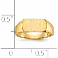 14K Yellow Gold Signet Ring with Satin & Polished Finish - 10x6mm Top by 0