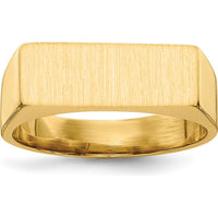 14K Yellow Gold Signet Ring with Satin and Polished Finish - 16mm x 6mm by 0