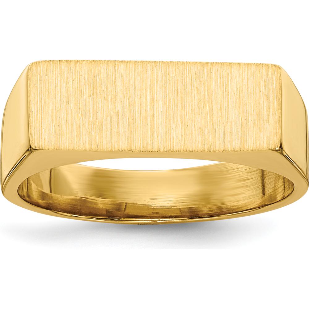 14K Yellow Gold Signet Ring with Satin and Polished Finish - 16mm x 6mm by 0