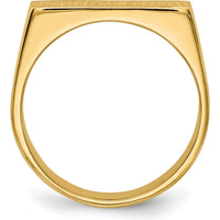 14K Yellow Gold Signet Ring with Satin and Polished Finish - 16mm x 6mm by 0
