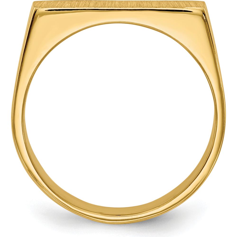 14K Yellow Gold Signet Ring with Satin and Polished Finish - 16mm x 6mm by 0