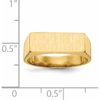 14K Yellow Gold Signet Ring with Satin and Polished Finish - 16mm x 6mm by 0