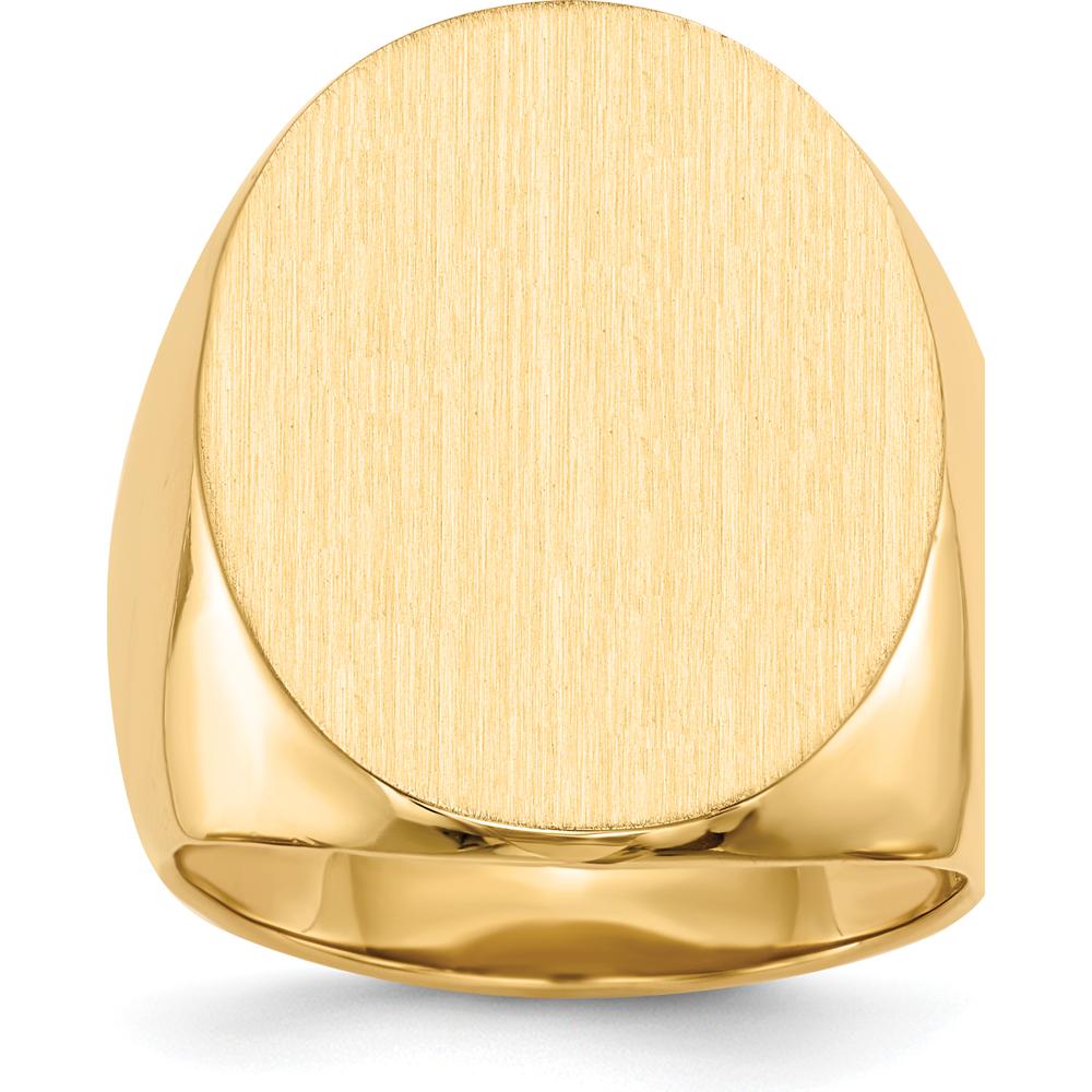 14K Yellow Gold Signet Ring with Satin and Polished Finish - 19.0x26.5mm by 0