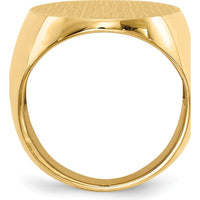 14K Yellow Gold Signet Ring with Satin and Polished Finish - 19.0x26.5mm by 0