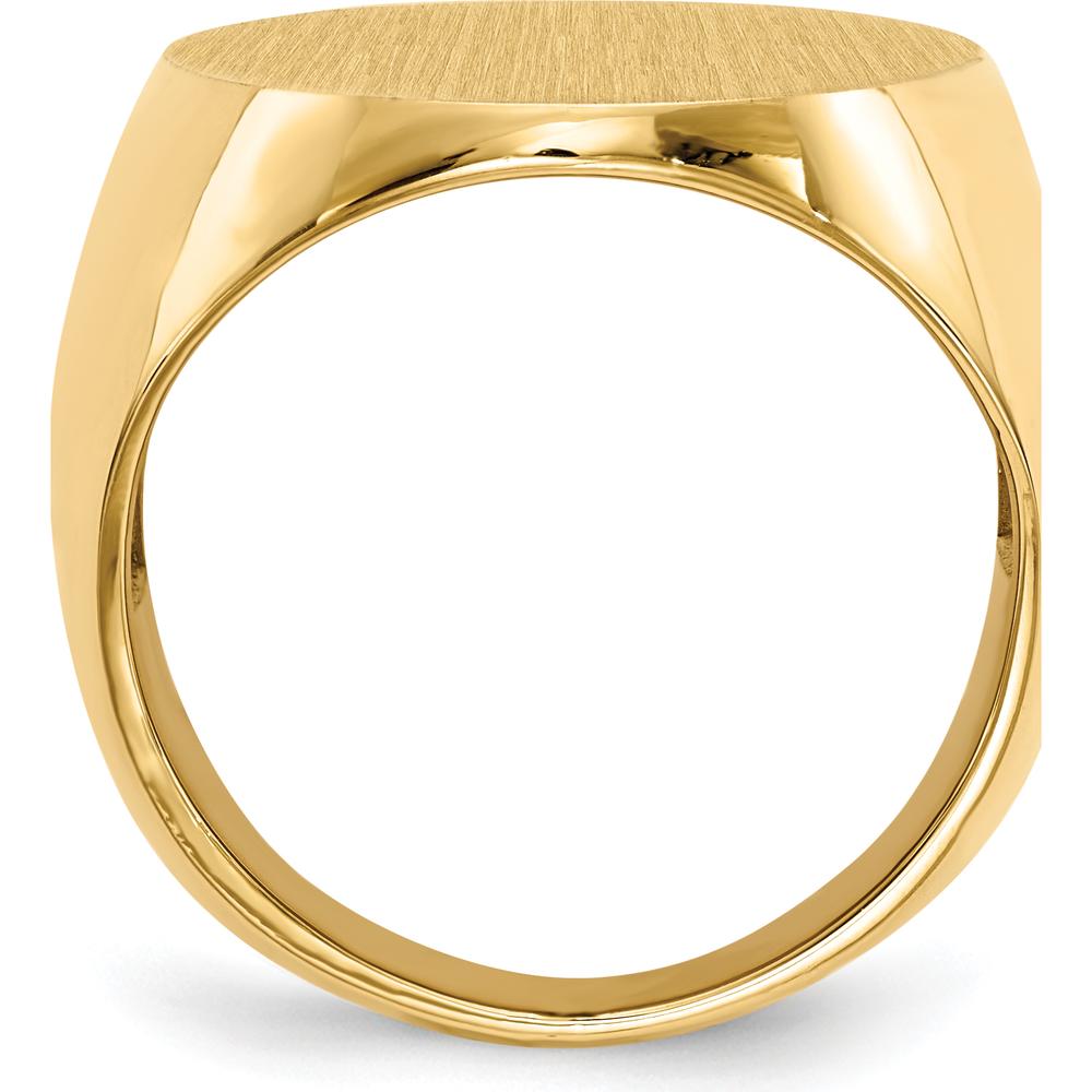 14K Yellow Gold Signet Ring with Satin and Polished Finish - 19.0x26.5mm by 0