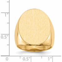 14K Yellow Gold Signet Ring with Satin and Polished Finish - 19.0x26.5mm by 0