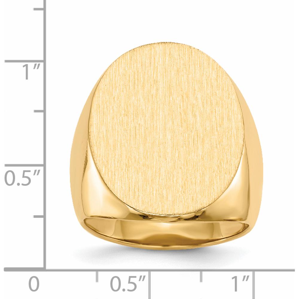 14K Yellow Gold Signet Ring with Satin and Polished Finish - 19.0x26.5mm by 0