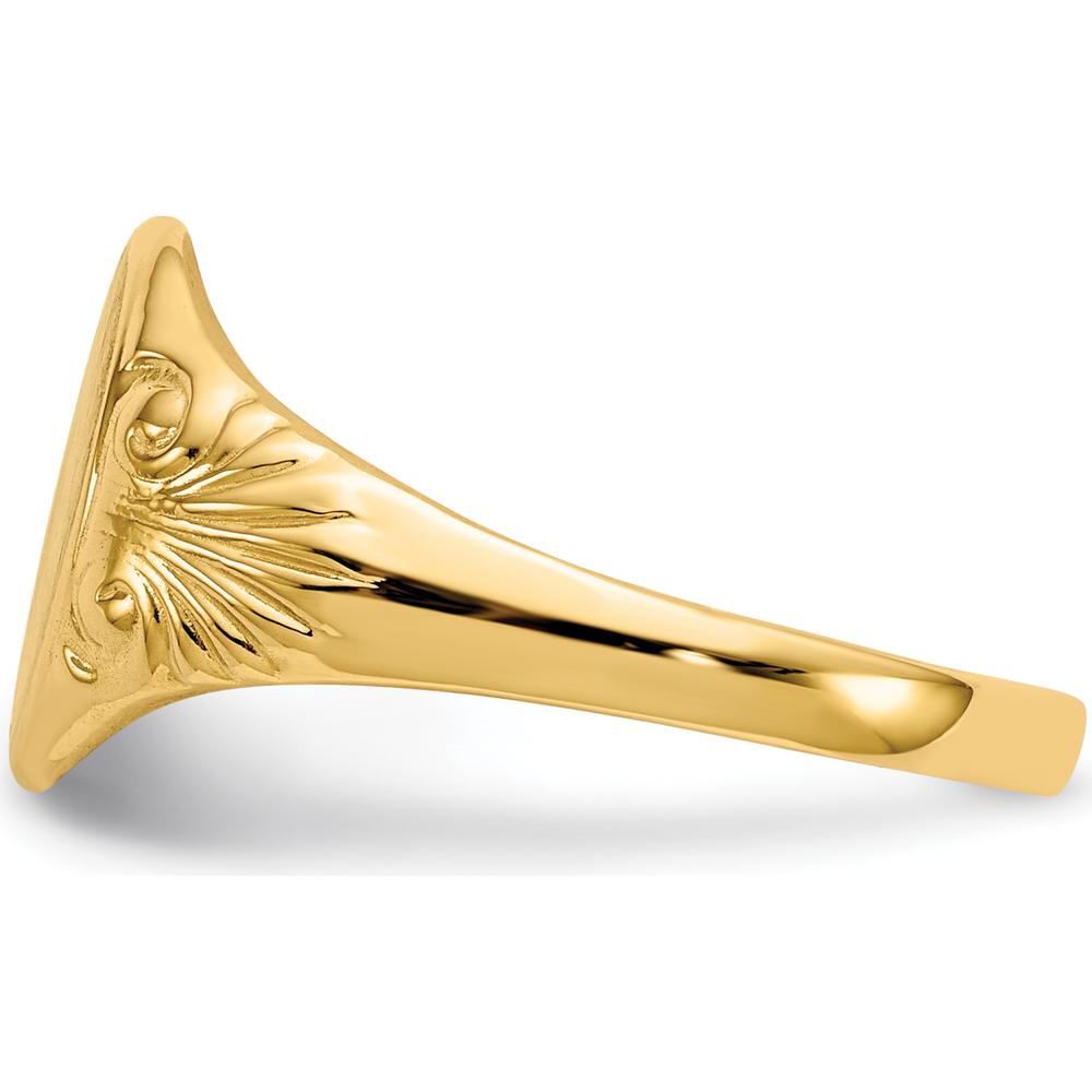 14K Yellow Gold Signet Ring with Satin and Polished Finish - Closed Back, Engravable Design by Oro Pregiato
