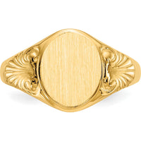 14K Yellow Gold Signet Ring with Satin and Polished Finish - Closed Back, Engravable Design by Oro Pregiato
