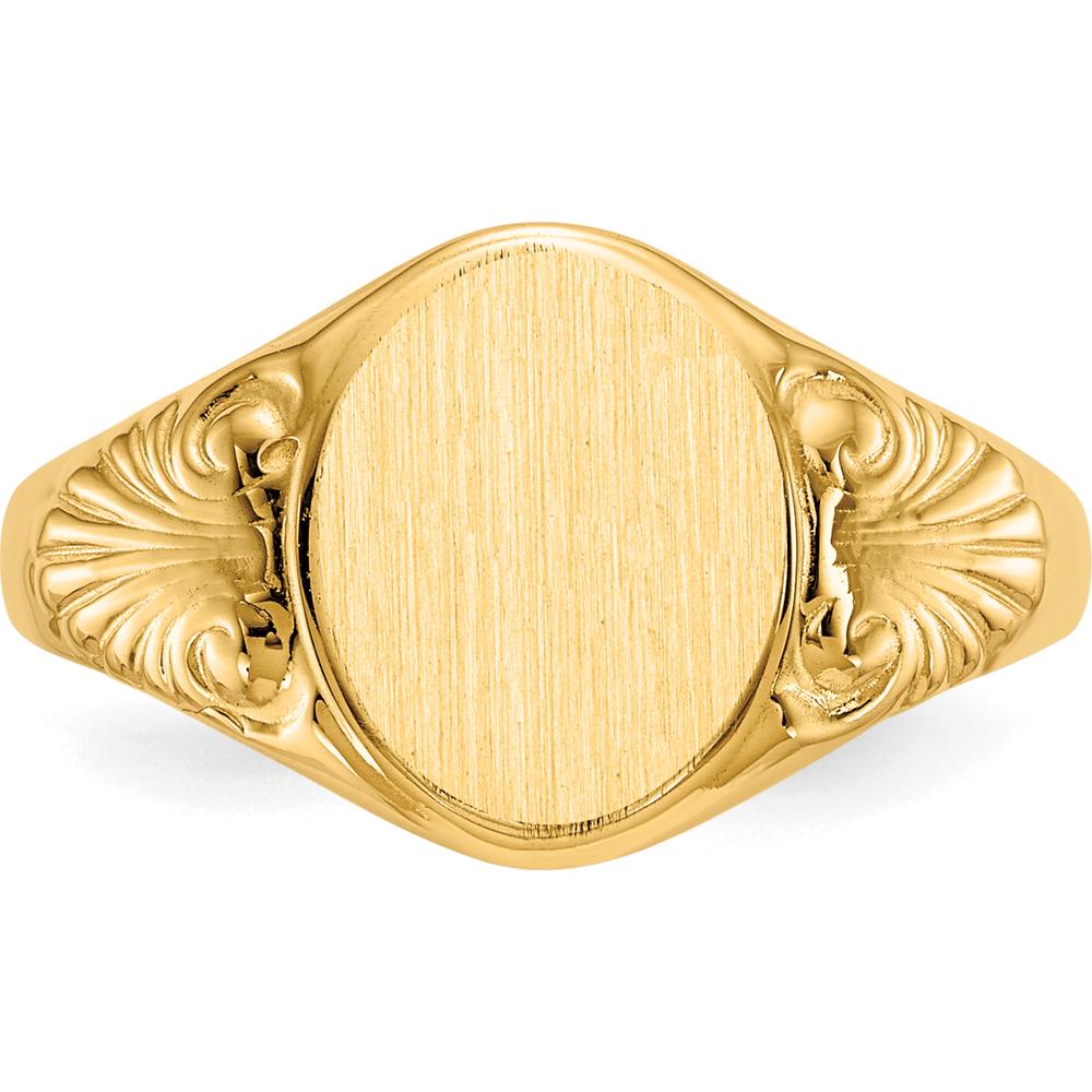14K Yellow Gold Signet Ring with Satin and Polished Finish - Closed Back, Engravable Design by Oro Pregiato