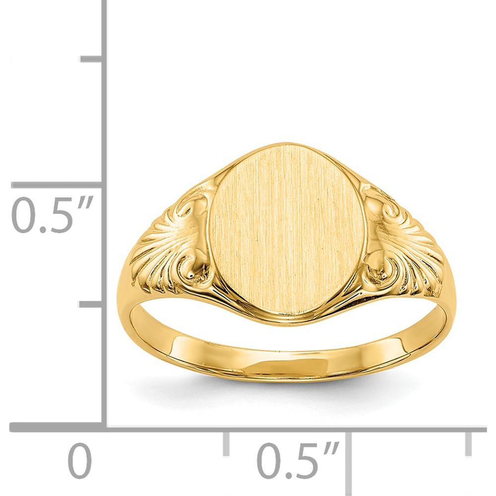 14K Yellow Gold Signet Ring with Satin and Polished Finish - Closed Back, Engravable Design by Oro Pregiato