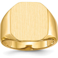 14K Yellow Gold Signet Ring with Satin Finish - 15mm x 17mm by 0
