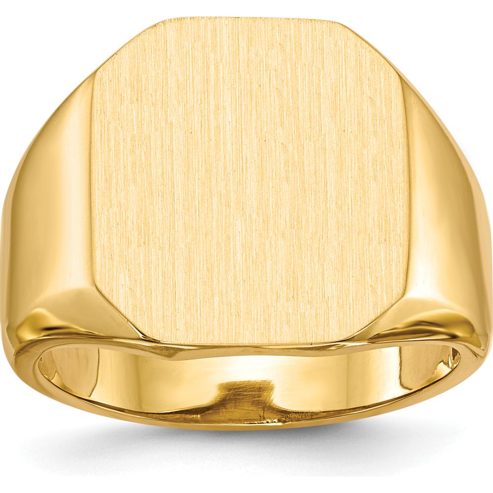 14K Yellow Gold Signet Ring with Satin Finish - 15mm x 17mm by 0