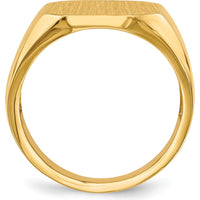 14K Yellow Gold Signet Ring with Satin Finish - 15mm x 17mm by 0