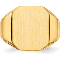 14K Yellow Gold Signet Ring with Satin Finish - 15mm x 17mm by 0