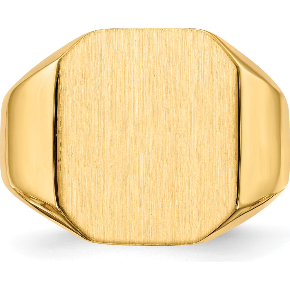 14K Yellow Gold Signet Ring with Satin Finish - 15mm x 17mm by 0