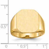 14K Yellow Gold Signet Ring with Satin Finish - 15mm x 17mm by 0