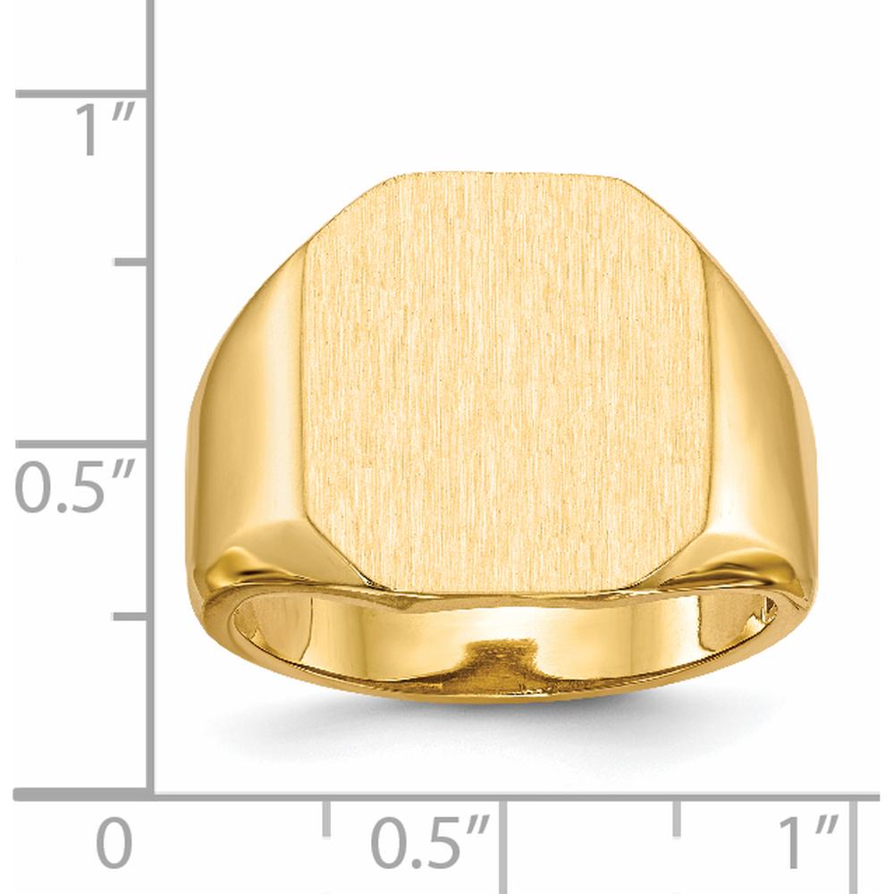 14K Yellow Gold Signet Ring with Satin Finish - 15mm x 17mm by 0