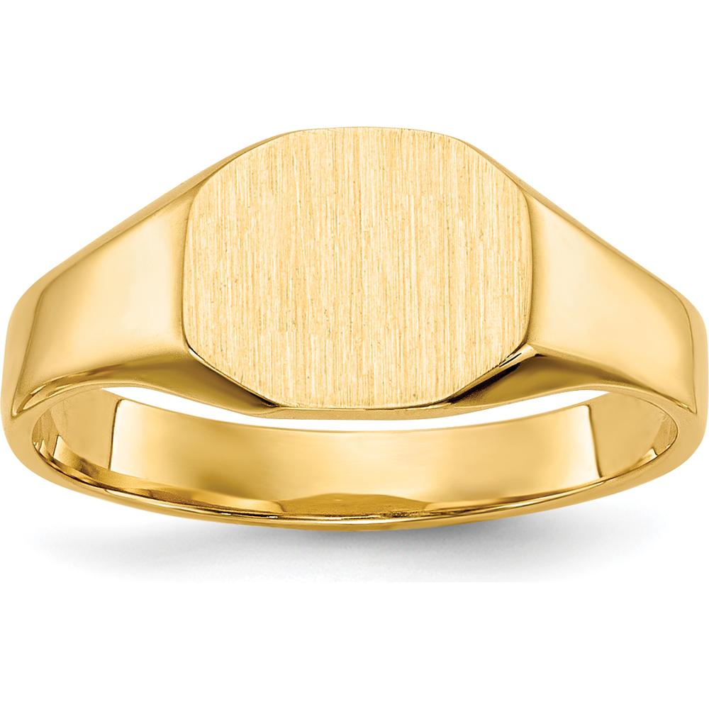 14K Yellow Gold Signet Ring with Satin Finish - 8.0x6.25mm Face, Engravable by 0