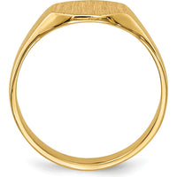 14K Yellow Gold Signet Ring with Satin Finish - 8.0x6.25mm Face, Engravable by 0