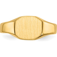 14K Yellow Gold Signet Ring with Satin Finish - 8.0x6.25mm Face, Engravable by 0