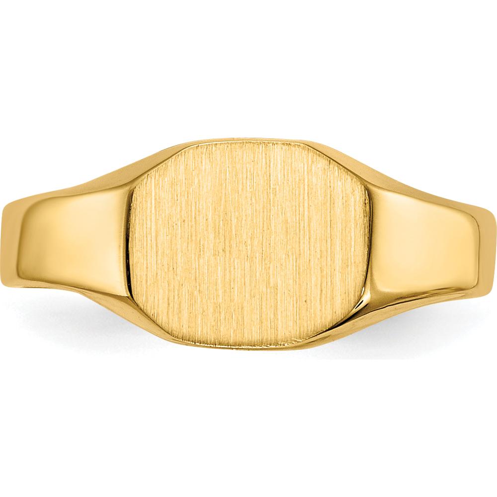 14K Yellow Gold Signet Ring with Satin Finish - 8.0x6.25mm Face, Engravable by 0