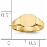 14K Yellow Gold Signet Ring with Satin Finish - 8.0x6.25mm Face, Engravable by 0