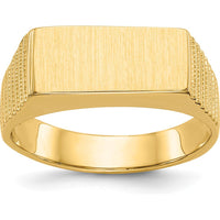 14K Yellow Gold Signet Ring with Satin Finish and Open Back - 15.0x7.0mm by Oro Pregiato