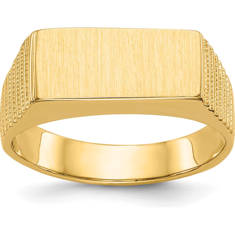 14K Yellow Gold Signet Ring with Satin Finish and Open Back - 15.0x7.0mm by Oro Pregiato