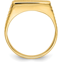 14K Yellow Gold Signet Ring with Satin Finish and Open Back - 15.0x7.0mm by Oro Pregiato