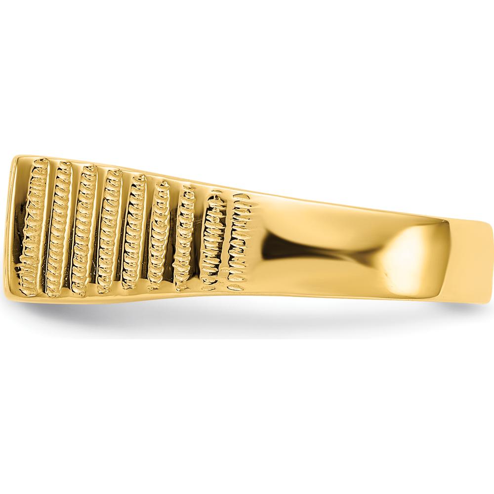 14K Yellow Gold Signet Ring with Satin Finish and Open Back - 15.0x7.0mm by Oro Pregiato