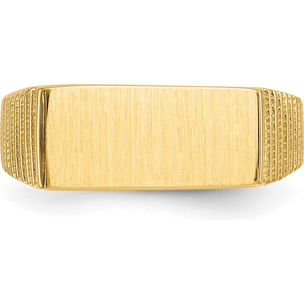 14K Yellow Gold Signet Ring with Satin Finish and Open Back - 15.0x7.0mm by Oro Pregiato