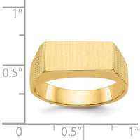 14K Yellow Gold Signet Ring with Satin Finish and Open Back - 15.0x7.0mm by Oro Pregiato