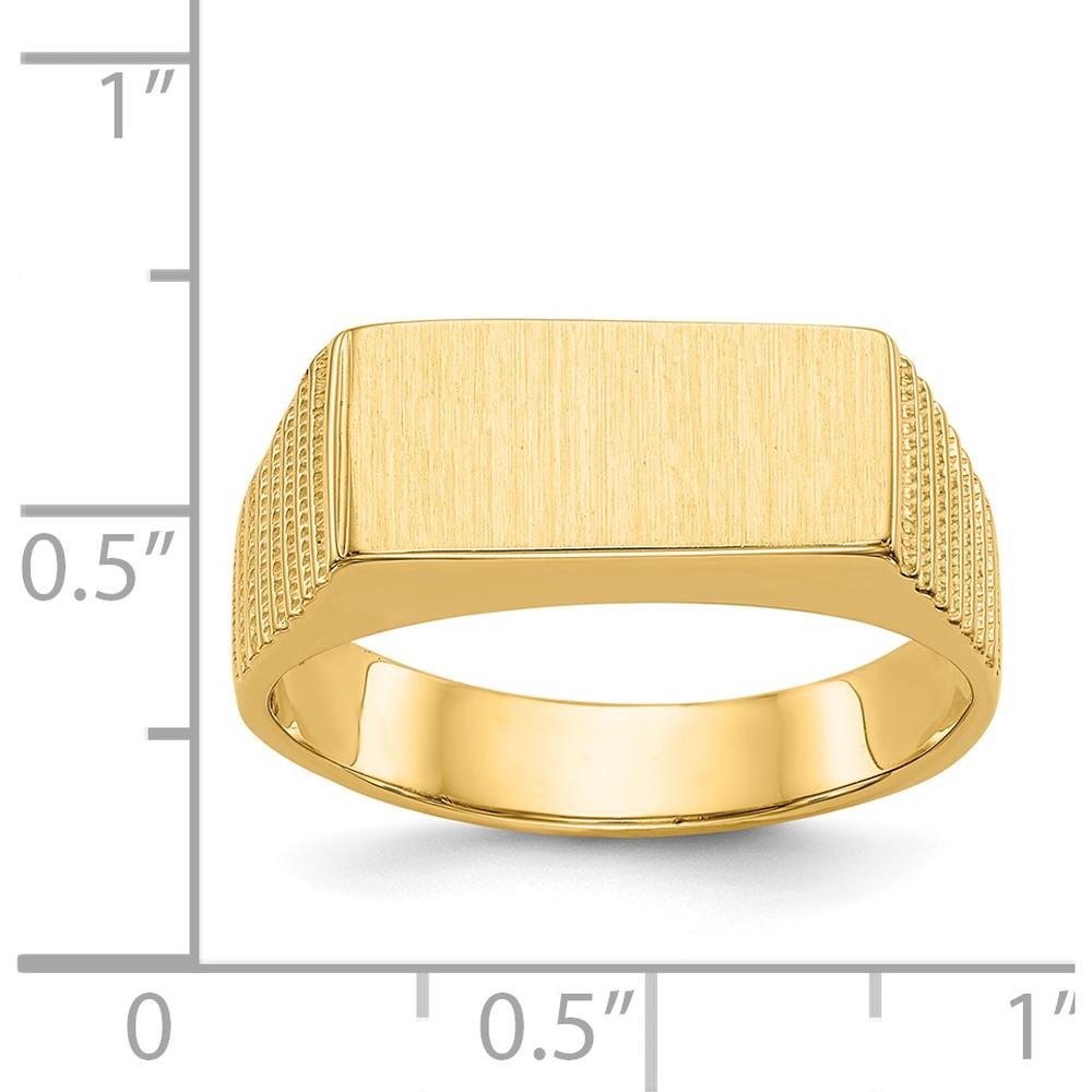 14K Yellow Gold Signet Ring with Satin Finish and Open Back - 15.0x7.0mm by Oro Pregiato