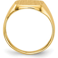14K Yellow Gold Signet Ring with Satin Finish and Open Back Profile - Customizable Engraving by 0